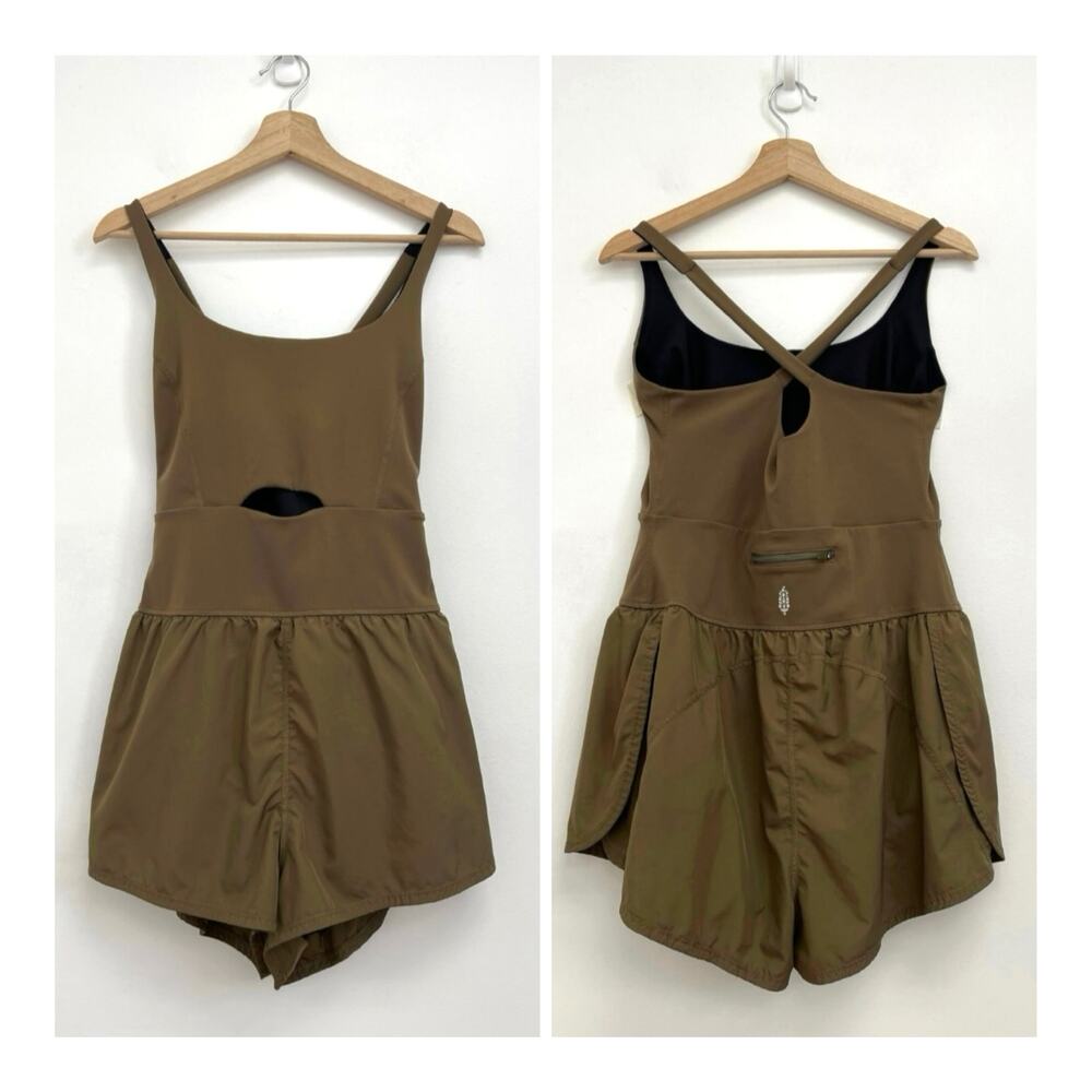 FP Movement Righteous Runsie Running Workout Cut Out Romper Tea Leaves - Large - Picture 2 of 16